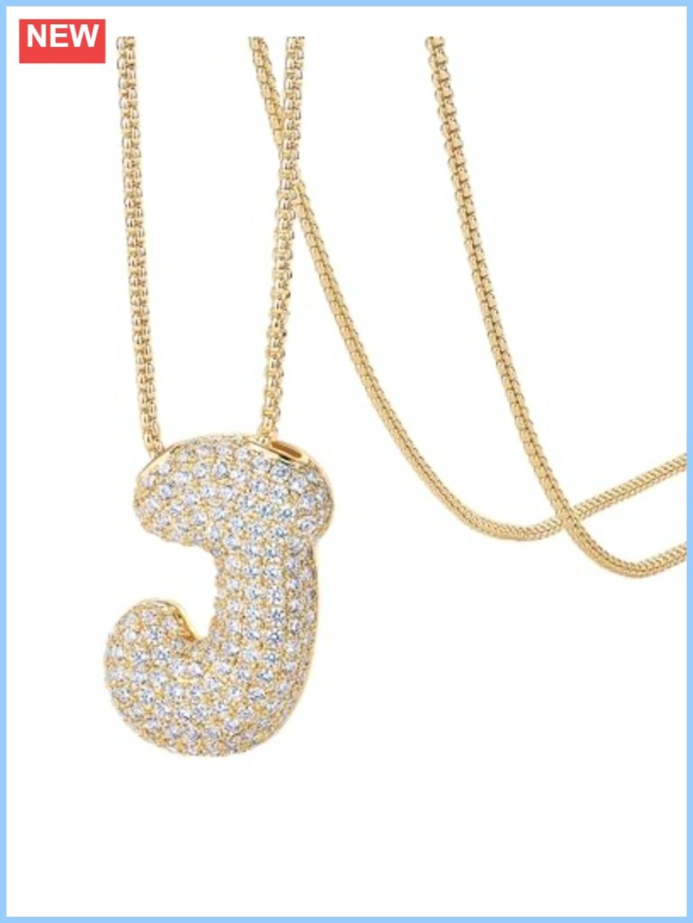 PAVOI 14K Gold Plated CZ Bubble Letter Initial Pendant Necklace for Women